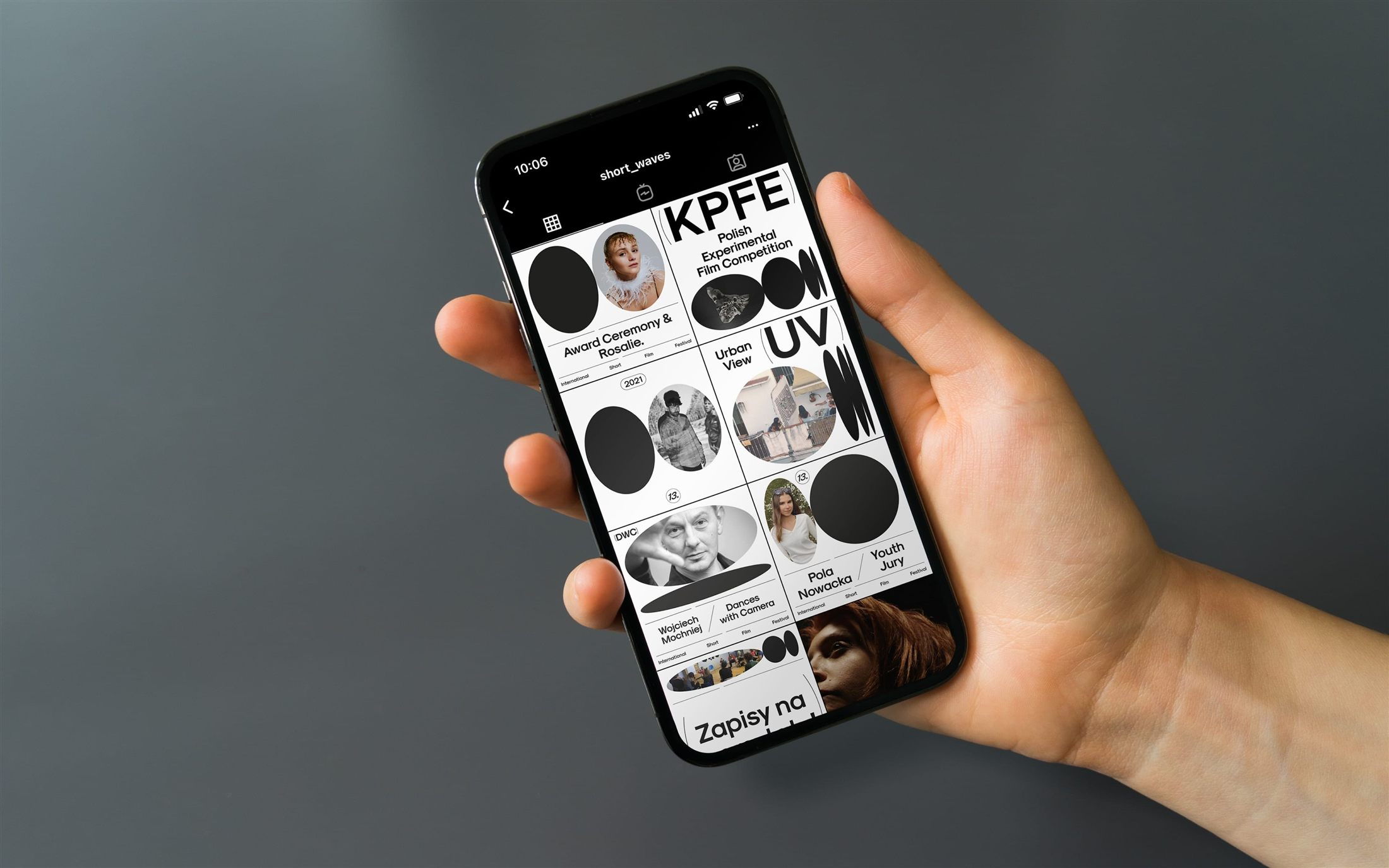 Telefon z widokiem strony Short Waves Festival