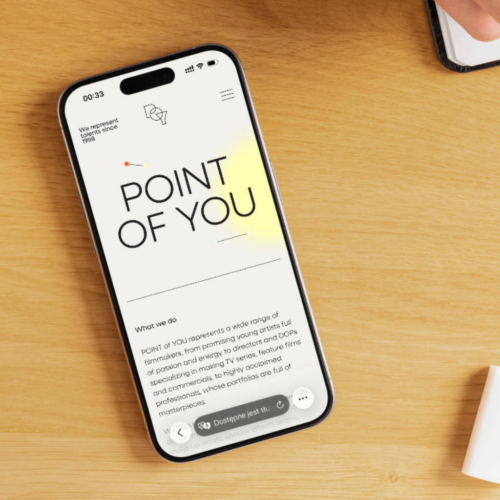 Point of You - wdrożona strona w widoku mobilnym